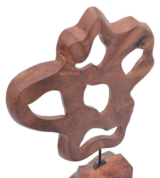 Decoratiune de masa Strab lemn natural tec si metal 49x15x70 cm