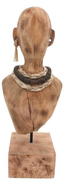 Statueta Ebia bust din lemn de mango si metal in nuanta naturala 17x12.5x44 cm