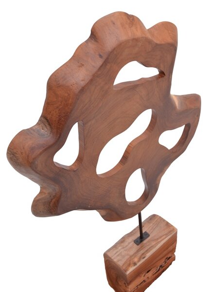 Decoratiune masa Strab lemn natural de tec si metal 55x10x80 cm