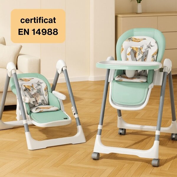 Scaun de masa bebelusi multifunctional 2 in 1 Kidizi Swingy mint, transformabil in leagan bebe