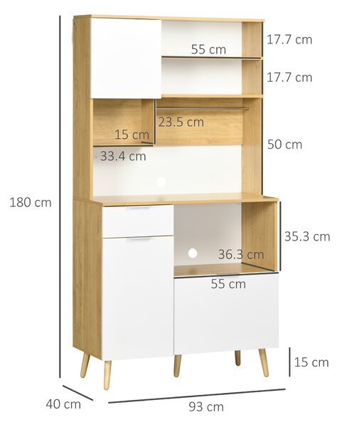 Dulap de Bucătărie HOMCOM, 3 Uși, Sertar, Rafturi Reglabile, Blat pentru Electrocasnice, Design Modern, Natur | Aosom Romania