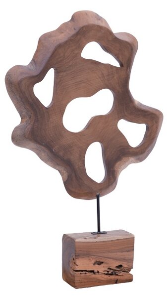 Decoratiune masa Strab lemn natural de tec si metal 55x10x80 cm