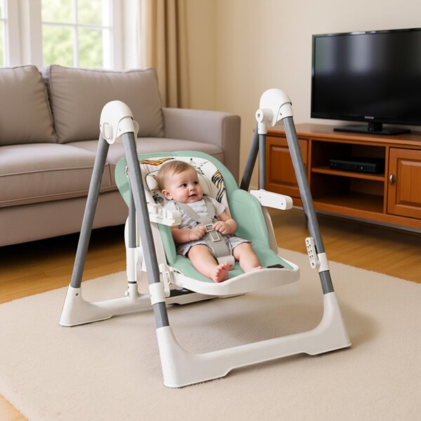 Scaun de masa bebelusi multifunctional 2 in 1 Kidizi Swingy mint, transformabil in leagan bebe