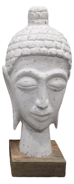 Statueta bust Buddha Wevi alb lemn mango 13x10x33 cm