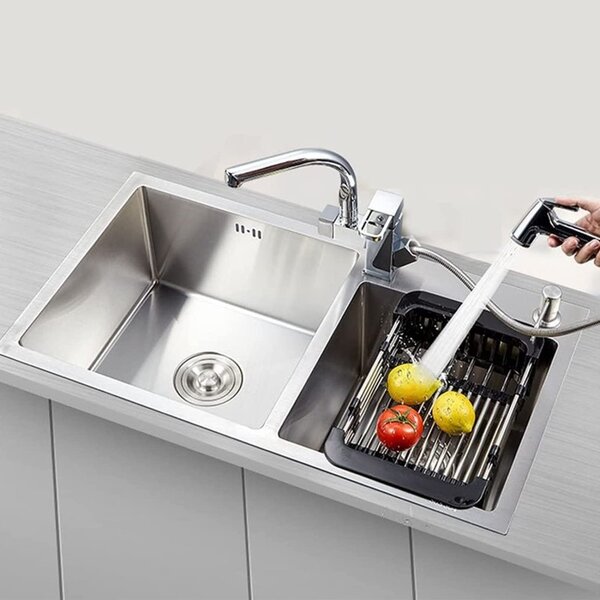 Cos scurgere fructe si legume, design telescopic 28-43 cm, otel si plastic