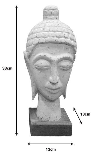 Statueta bust Buddha Wevi alb lemn mango 13x10x33 cm