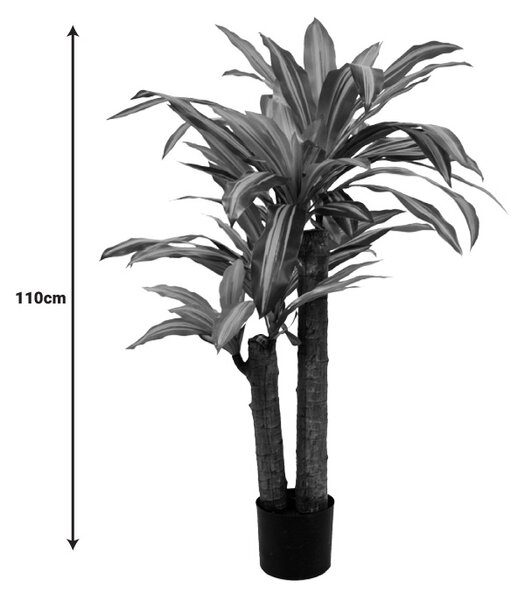 Planta decorativa Dracaena in ghiveci verde plastic PP H110 cm