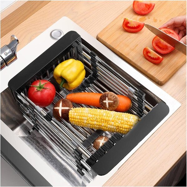 Cos scurgere fructe si legume, design telescopic 28-43 cm, otel si plastic