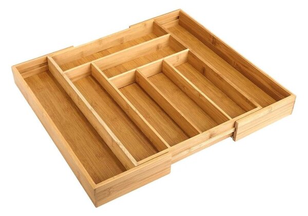 Organizator tacamuri, latime reglabila, 8 compartimente, bambus