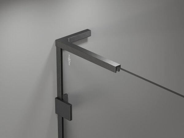 Mexen Lunar-F L, duș rabatabil dreapta 70 x 70 cm, sticlă transparentă 8 mm, profil grafit periat, 836L-070-070-66-00-P
