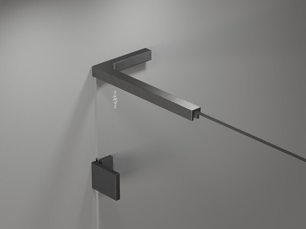 Mexen Lunar-F L, duș rabatabil dreapta 70 x 70 cm, sticlă transparentă 8 mm, profil grafit periat, 836L-070-070-66-00-P