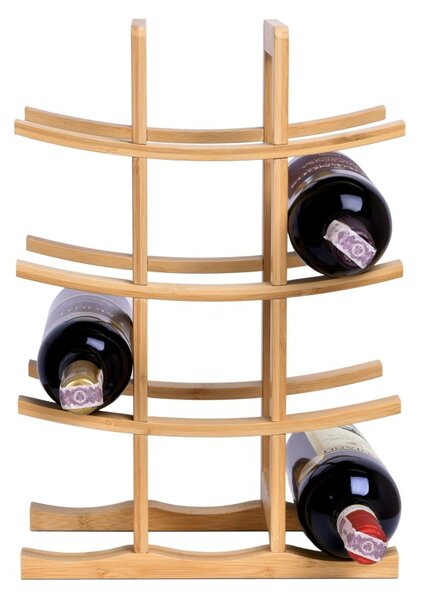 Raft pentru vin, depozitare 12 sticle, lemn de bambus, design modern