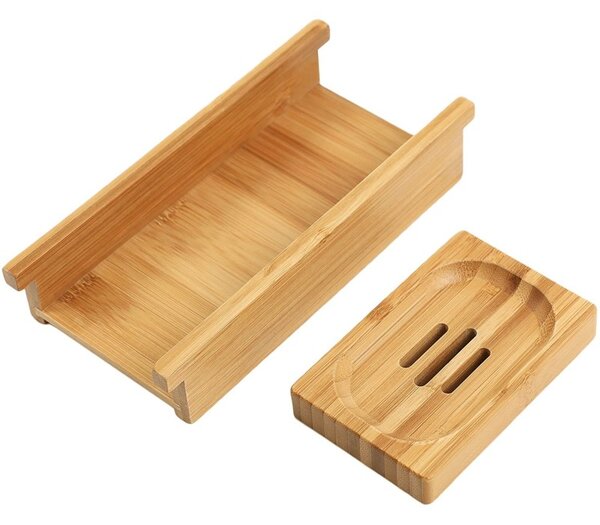 Raft pentru baie, HALIA, suport tableta, soclu lumanari, latime reglabila 75-111, bambus