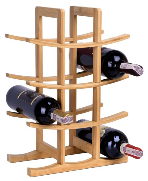 Raft pentru vin, depozitare 12 sticle, lemn de bambus, design modern