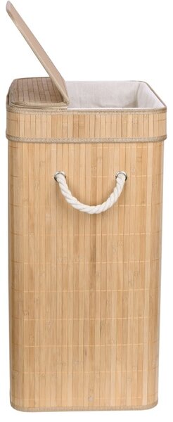 Cos de rufe cu capac, din bambus, capacitate 80 litri, manere sustinere, inaltime 60 cm