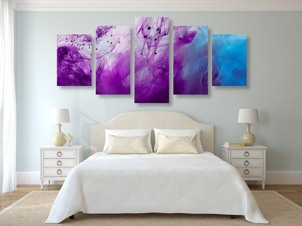 Tablou 5-piese abstractizare magică violetă