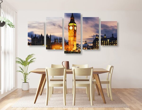 Tablou 5-piese Big Ben nocturn în Londra