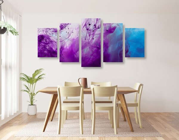 Tablou 5-piese abstractizare magică violetă
