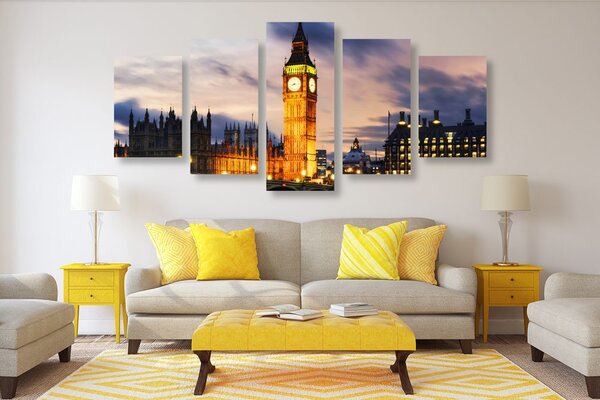 Tablou 5-piese Big Ben nocturn în Londra