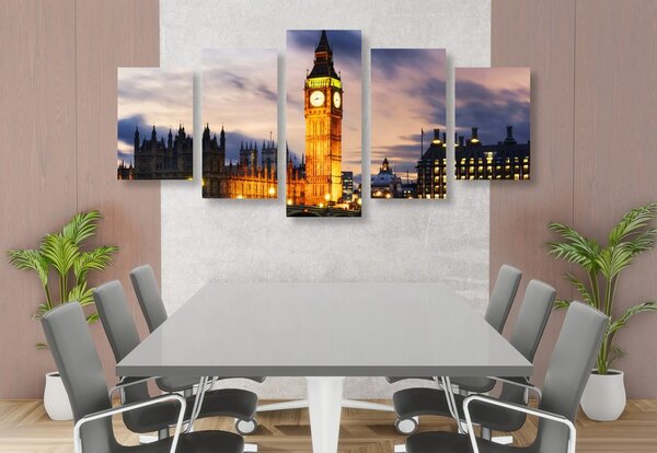 Tablou 5-piese Big Ben nocturn în Londra