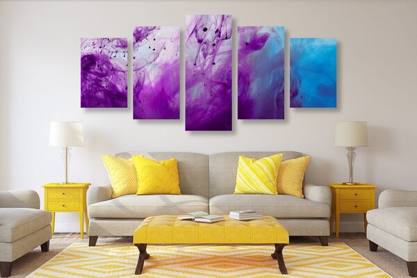 Tablou 5-piese abstractizare magică violetă