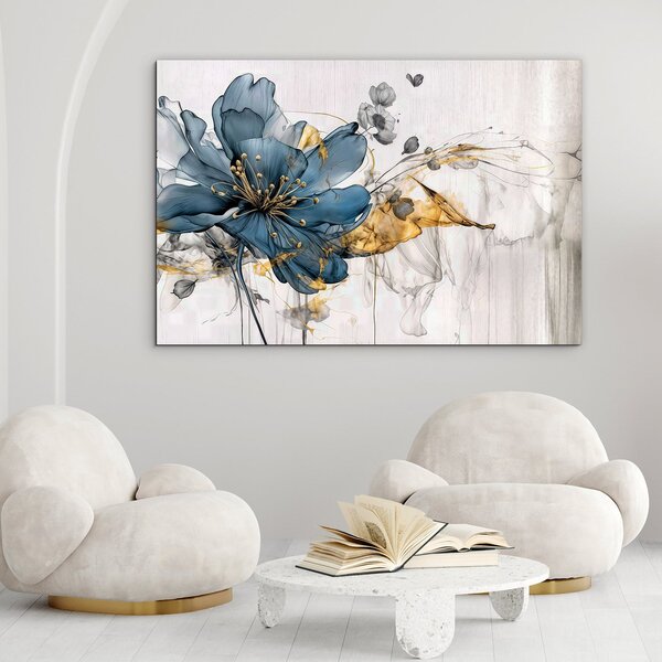DUBLEZ | Tablou floral din lemn pentru dormitor - Pasiune albastră | Imprimare UV premium