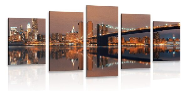 Tablou 5-piese reflexie Manhattanului în apă