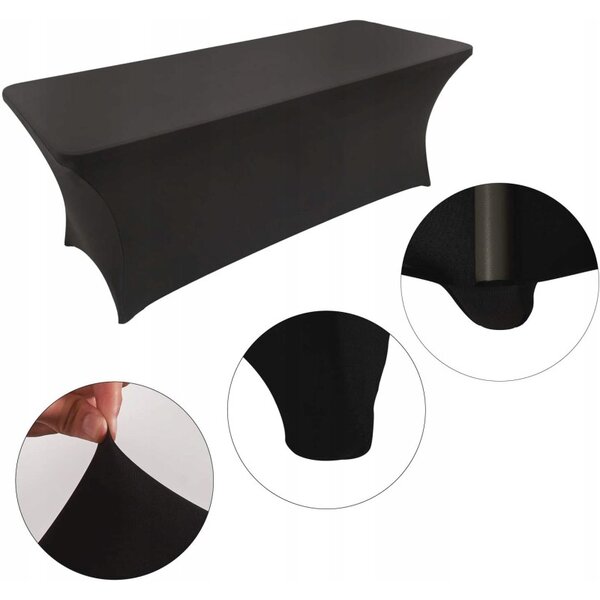 Husa masa catering, tesatura elastica, flexibila, culoare neagra, 180x75x74 cm