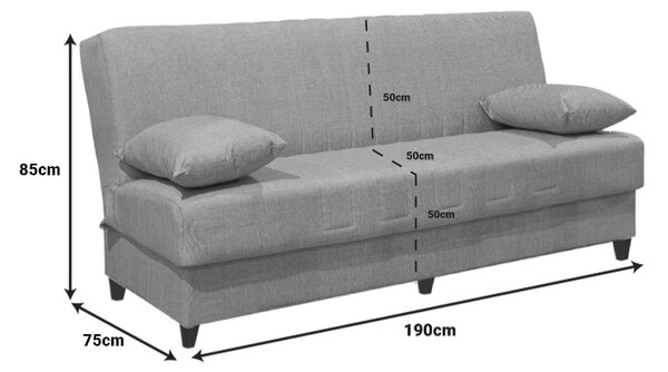 Set mobilier studenti canapea si masuta de cafea, 2 buc, Zing, Gri, 190x75x85 cm
