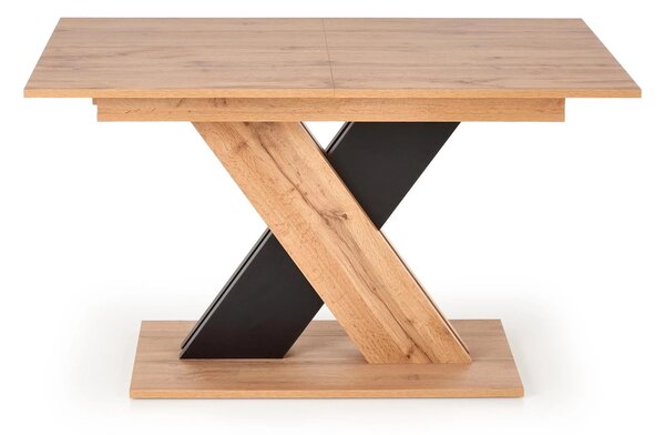 Masa extensibila XARELTO, stejar/negru, PAL furniruit, 130/175x85x76 c