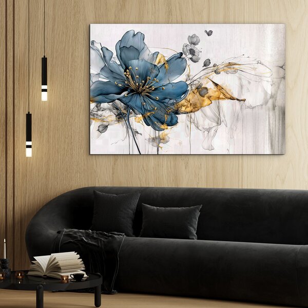 DUBLEZ | Tablou floral din lemn pentru dormitor - Pasiune albastră | Imprimare UV premium