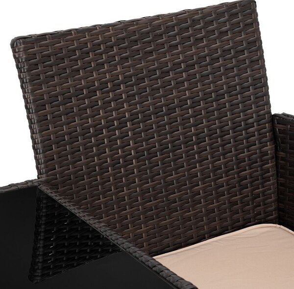 Canapea dubla de exterior, masuta inclusa, perne sezut, sarcina maxima 300 kg, ratan sintetic, 84x52x129 cm