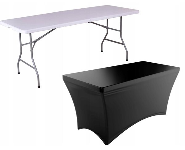 Husa masa catering, tesatura elastica, flexibila, culoare neagra, 180x75x74 cm