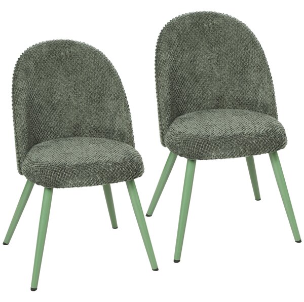 HOMCOM Set 2 Scaune pentru Dining din Catifea cu Șezut Tapițat, Verde Închis | Aosom Romania