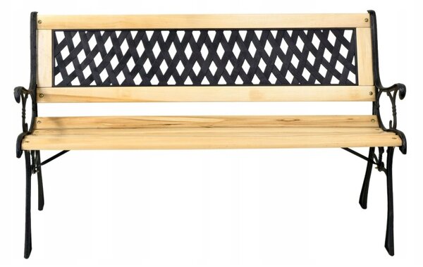 Banca de gradina Karo, lemn lacuit si fonta, latime 120 cm, inaltime 79 cm, adancime 61 cm