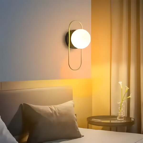 Lampa de perete APP1756-1W BRUSH GOLD WHITE