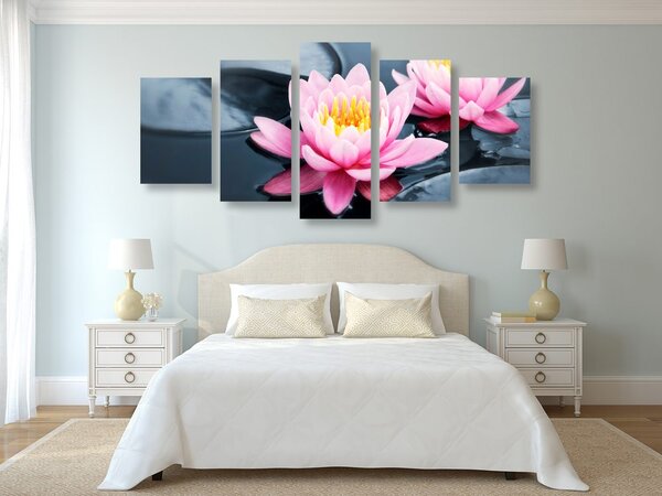 Tablou 5-piese floare de lotus în lac