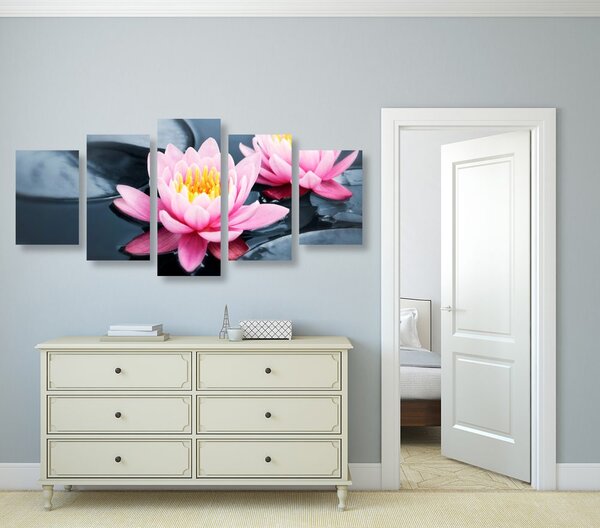 Tablou 5-piese floare de lotus în lac