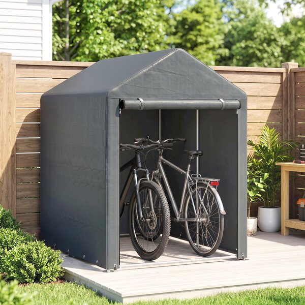 Outsunny Magazie pentru Scule cu Protecție UV și Intrare cu Fermoar, Cort de Garaj, 120x179x165 cm, Gri Închis | Aosom Romania