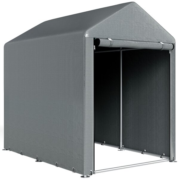Outsunny Magazie pentru Scule cu Protecție UV și Intrare cu Fermoar, Cort de Garaj, 120x179x165 cm, Gri Închis | Aosom Romania
