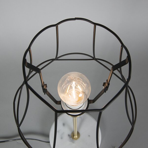 Lampă de masă retro din alamă cu abajur Granny Frame negru 25 cm - Kaso