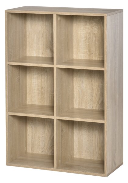 HOMCOM Bibliotecă Modernă cu 6 Cuburi, 65.5x30x97.5 cm, Culoare Stejar | Aosom Romania