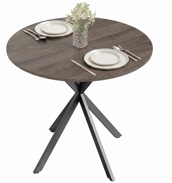 HOMCOM Masă Da Dining Rotund Stil Industrial Con Picioare în X Ø80x75 cm | Aosom Romania