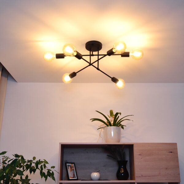 LED Lustră aplicată CAMBRIDGE 6xE27/8W/230V neagră