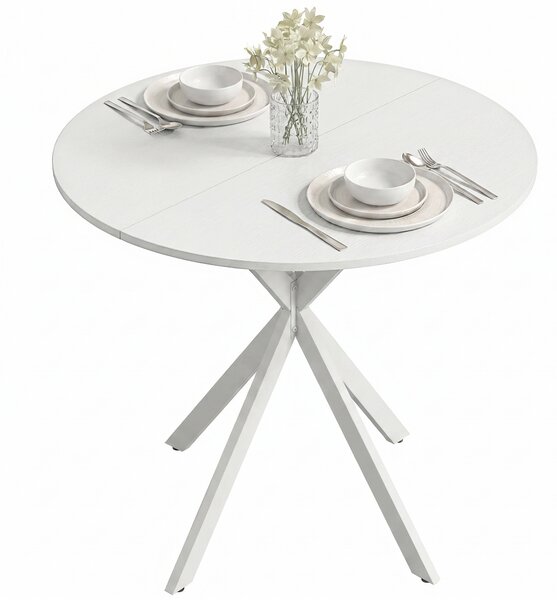 HOMCOM Masă Da Dining Rotund Stil Industrial Con Picioare în X Ø80x75 cm | Aosom Romania