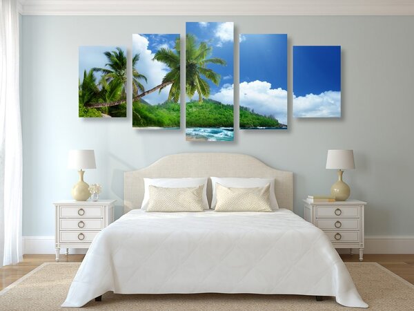 Tablou 5-piese plajă frumoasă pe insula Seychelles