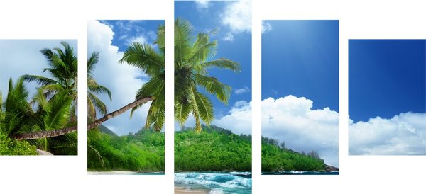 Tablou 5-piese plajă frumoasă pe insula Seychelles