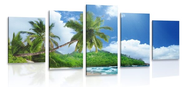 Tablou 5-piese plajă frumoasă pe insula Seychelles