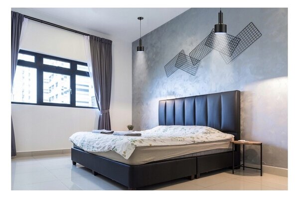 Lampa suspendata, LED 60W, E27, corp otel si aluminiu, design elegant, negru