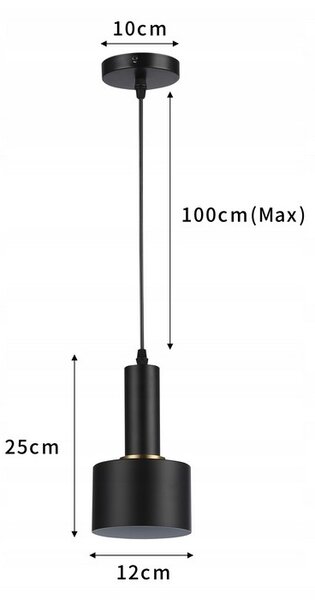 Lampa suspendata, LED 60W, E27, corp otel si aluminiu, design elegant, negru